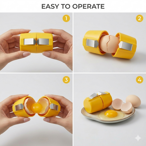 Egg Shell Opener & Cracker Tool Handheld Easy-to-Use Device for Cracking Raw Eggs Without Mess (1 Pc)